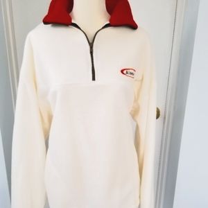 White Fleece Pullover 1/4 Zip Top